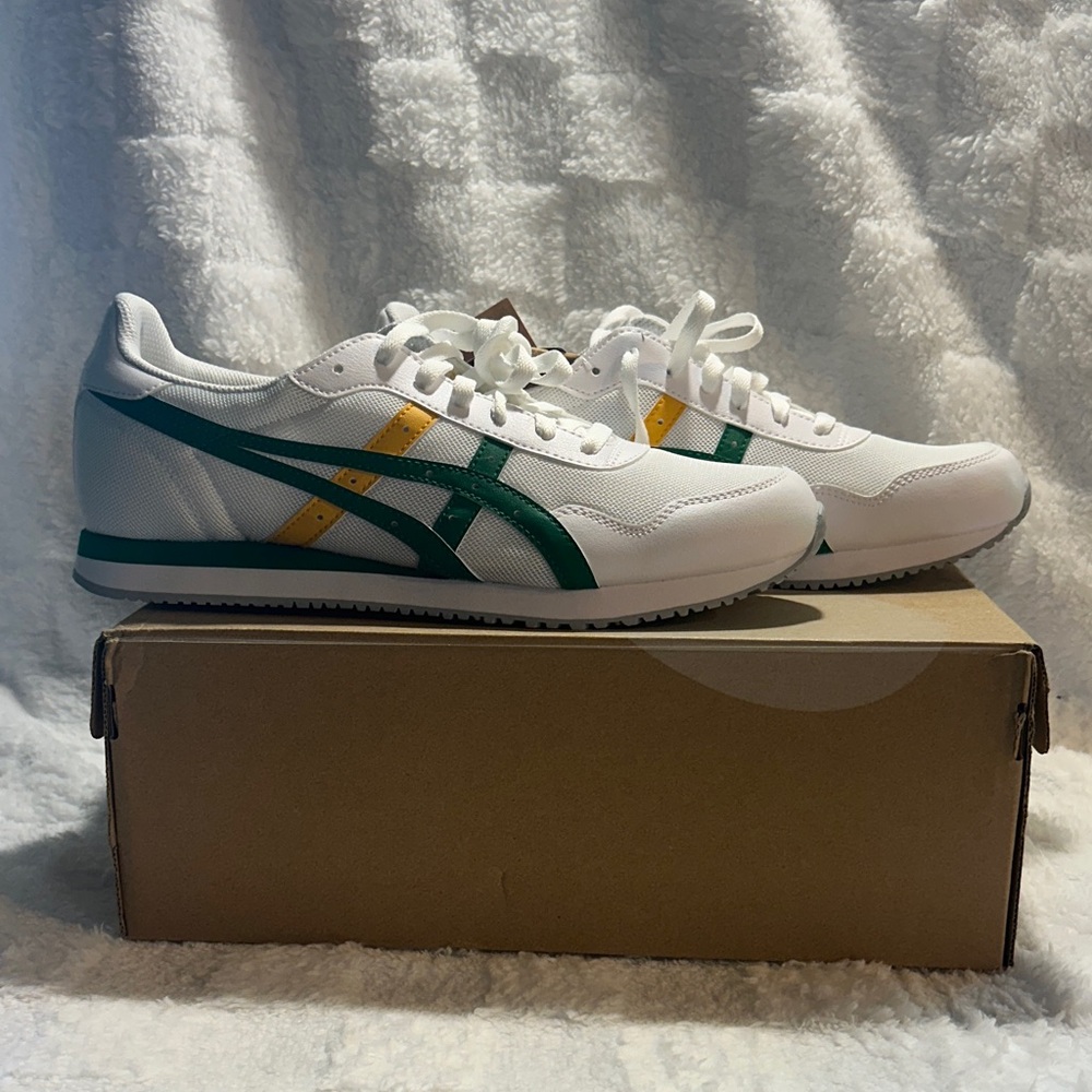 Asics White Tiger Runner with Green and Yellow Highlights